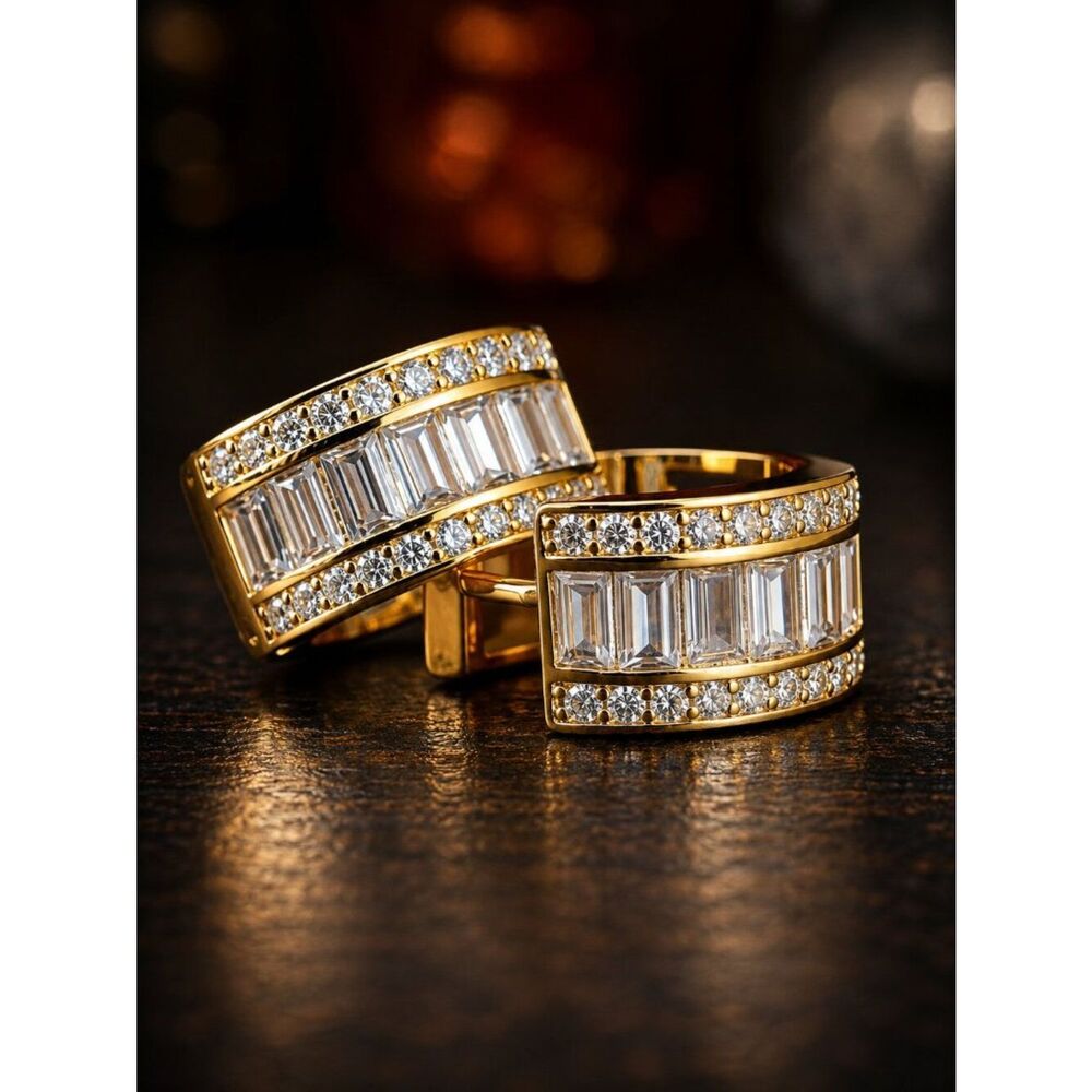 Gold Baguette Hoop Earrings 
